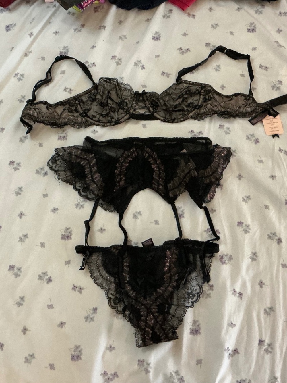 Victoria’s Secret Timeless Glamour 3 Piece Lingerie Set